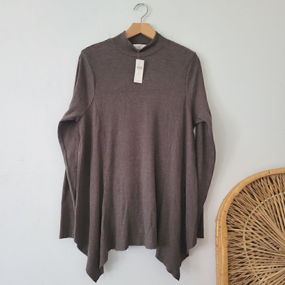 Anthropologie T.La Waffle/Thermal Flowy Top Moss NWT M